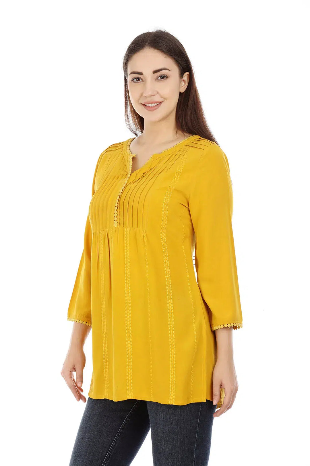 Yellow Solid Viscose Top