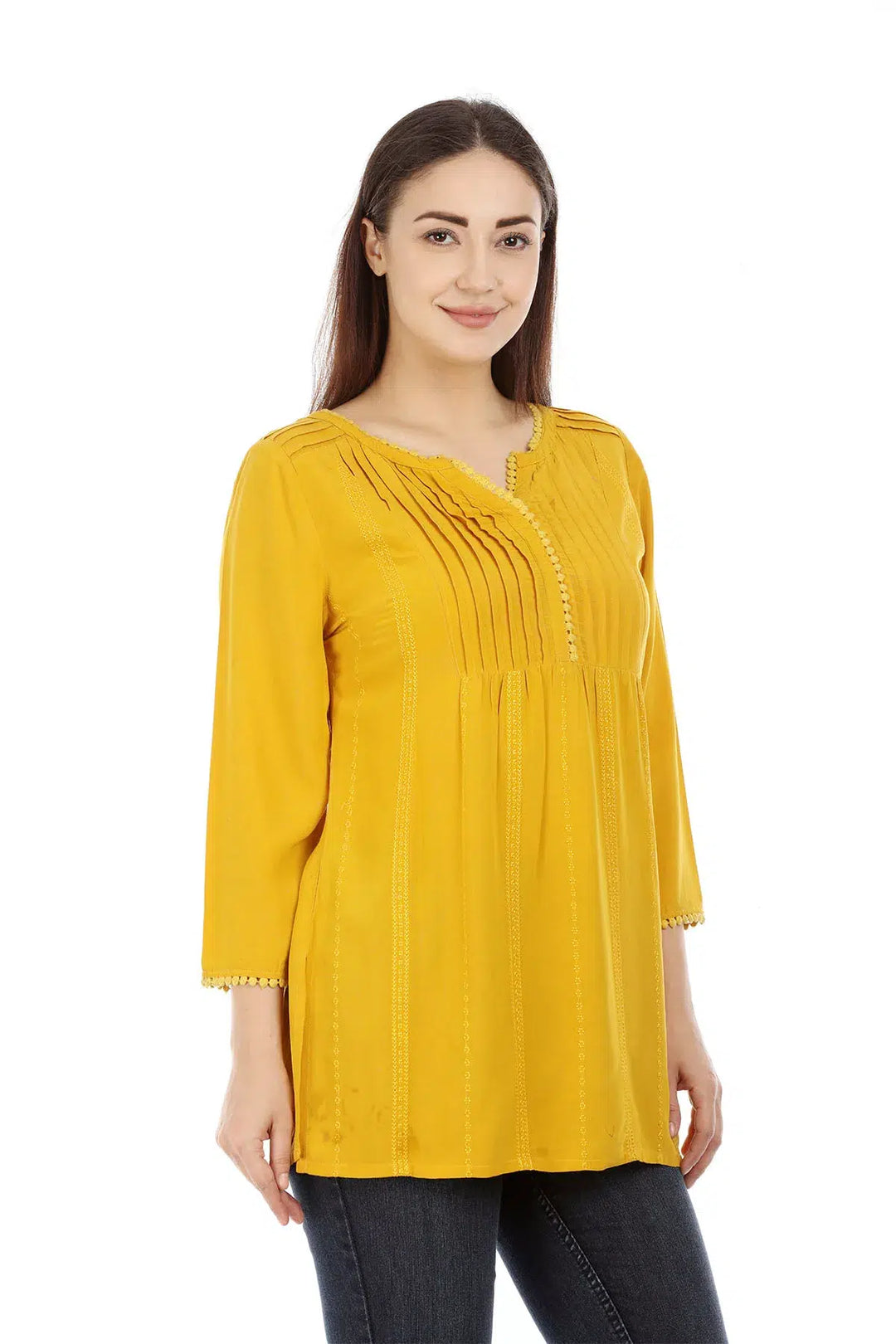 Yellow Solid Viscose Top