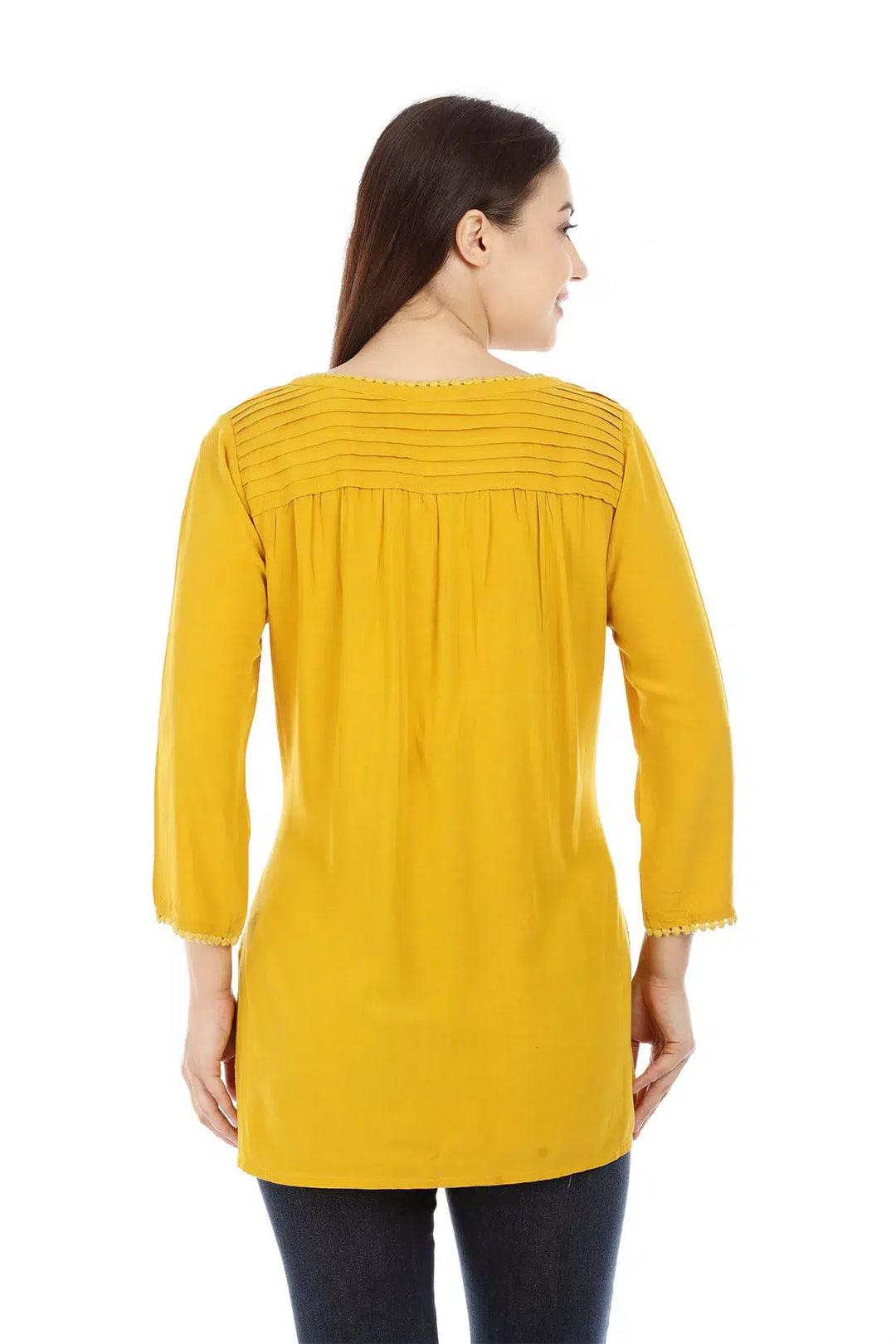 Yellow Solid Viscose Top