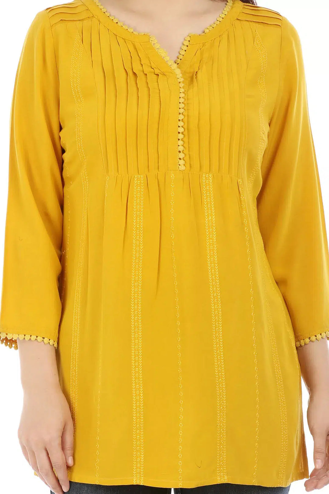 Yellow Solid Viscose Top