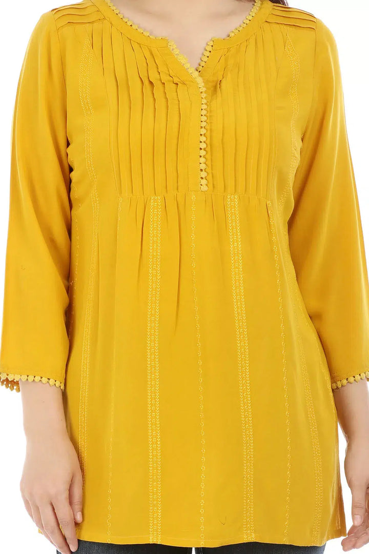 Yellow Solid Viscose Top