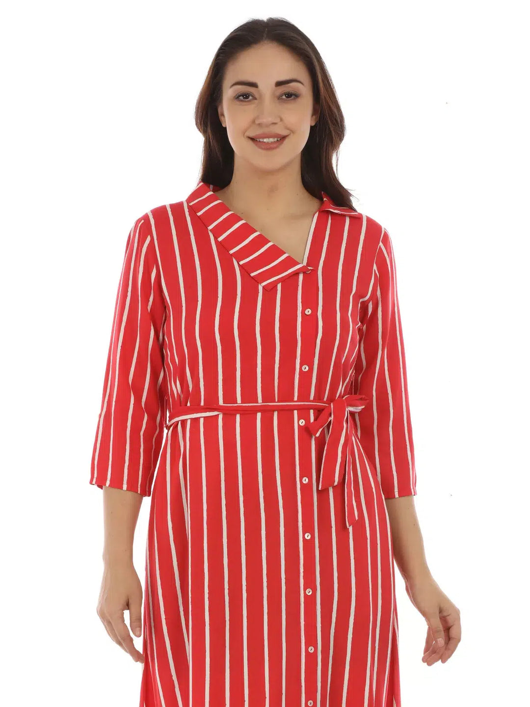 Red Striped Viscose Dress