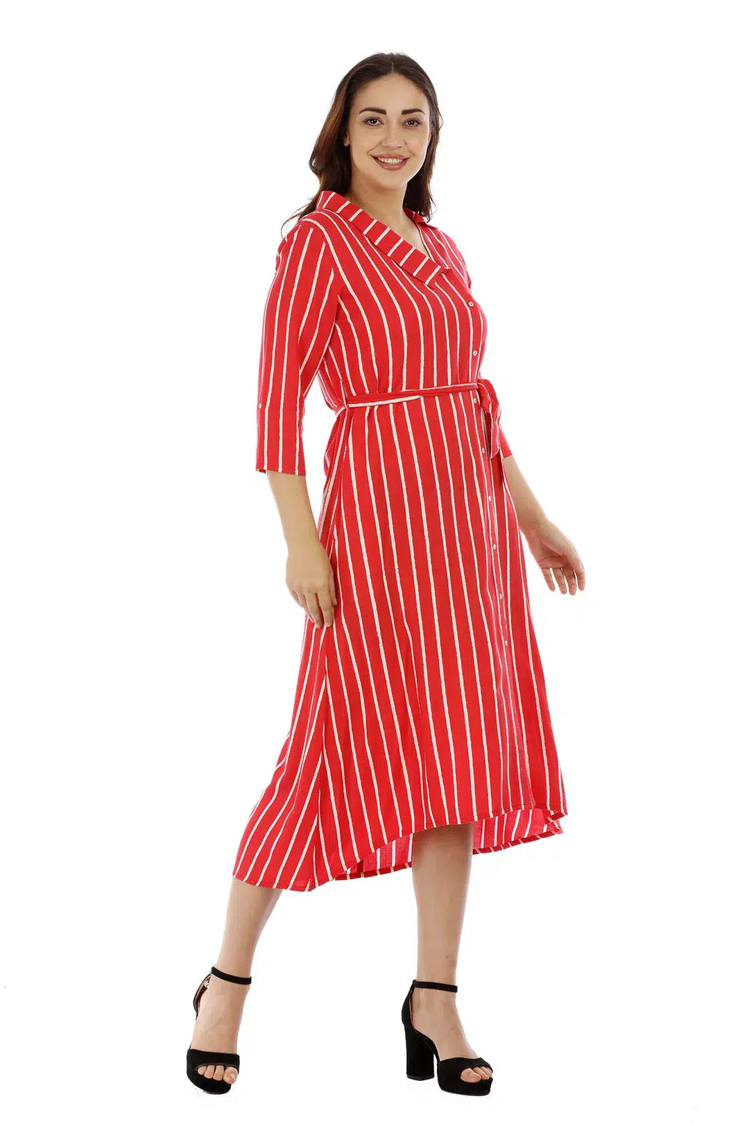 Red Striped Viscose Dress
