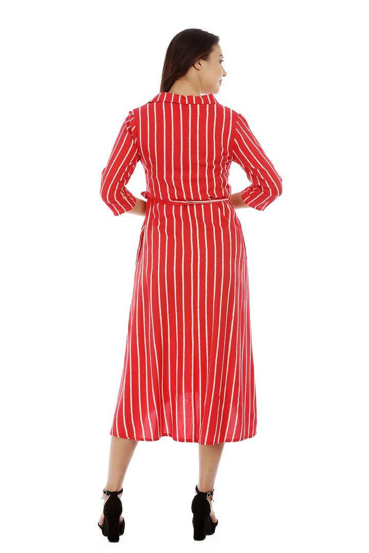 Red Striped Viscose Dress