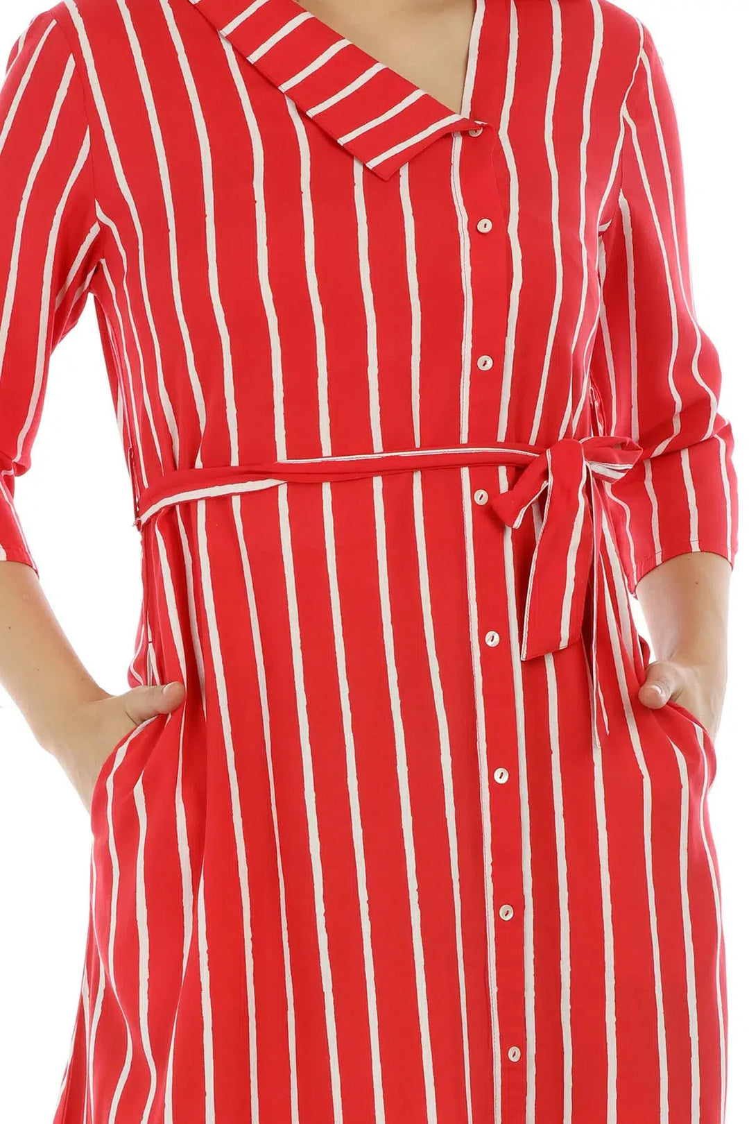 Red Striped Viscose Dress
