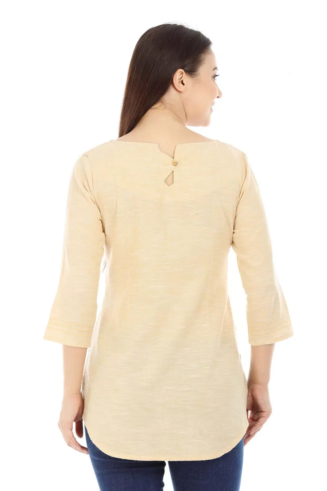 Beige Solid Cotton Top