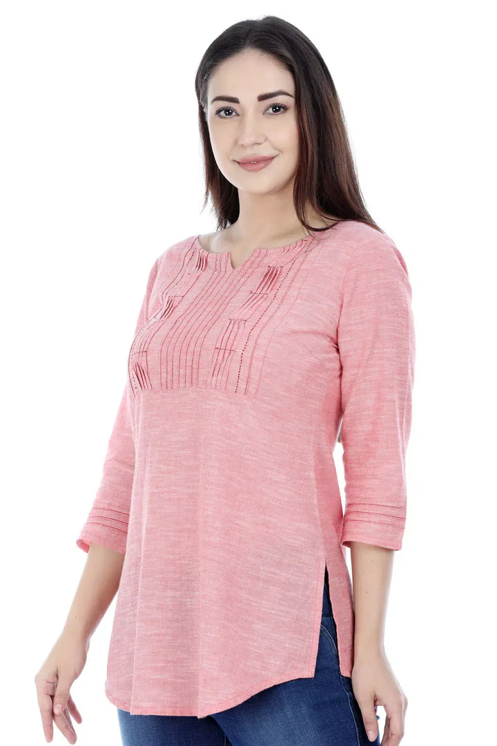 Pink Solid Cotton Top