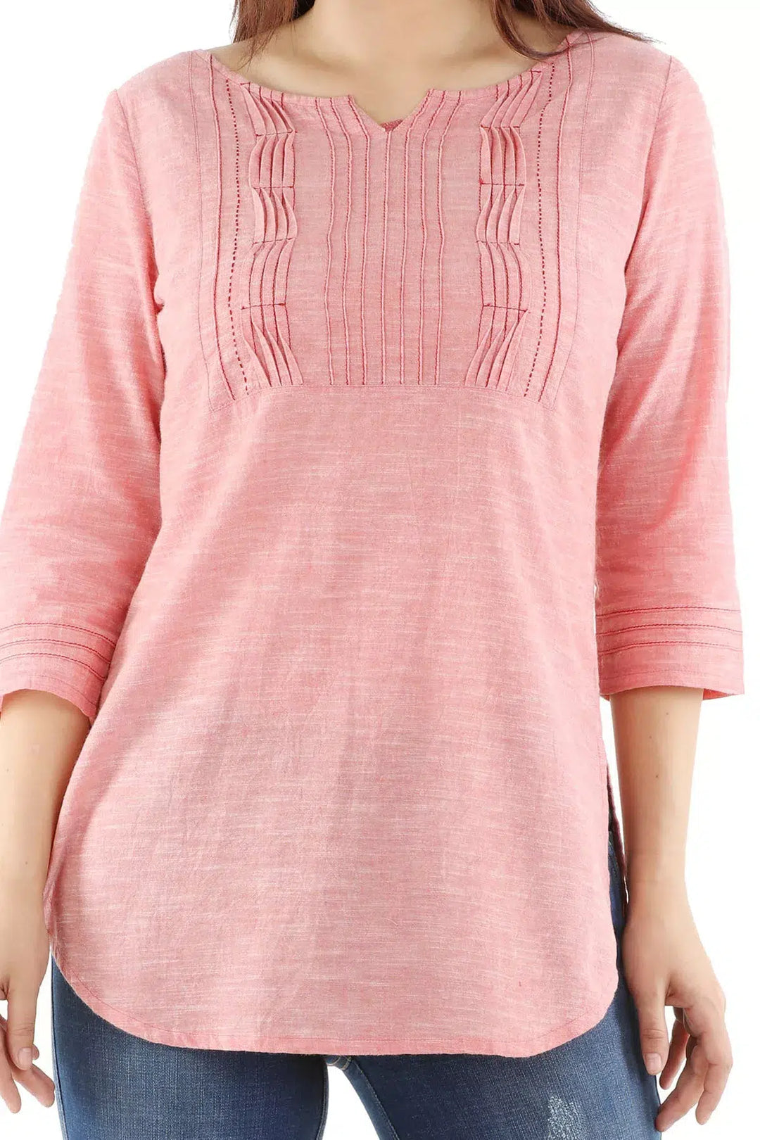 Pink Solid Cotton Top