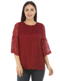 Maroon Lace Top with Bell sleeves