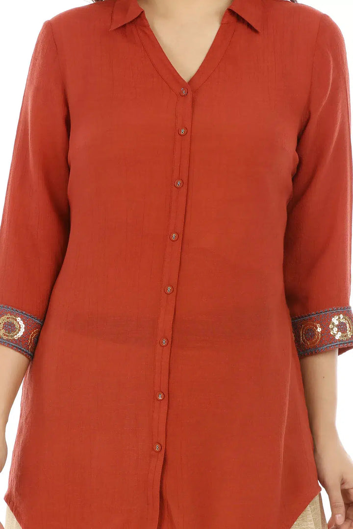 Rust Viscose Solid Top