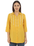 Yellow Viscose Embriodered Top