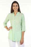 Mint Green Embriodered Shirt with Collar