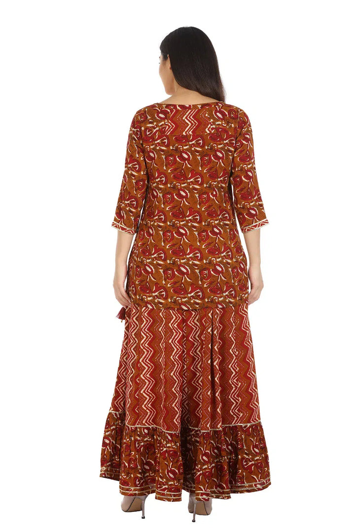Brown Viscose Printed Tunic