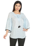Ice Blue Textured Viscose Top