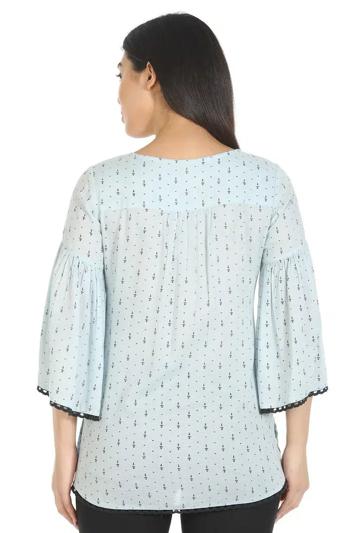 Ice Blue Textured Viscose Top
