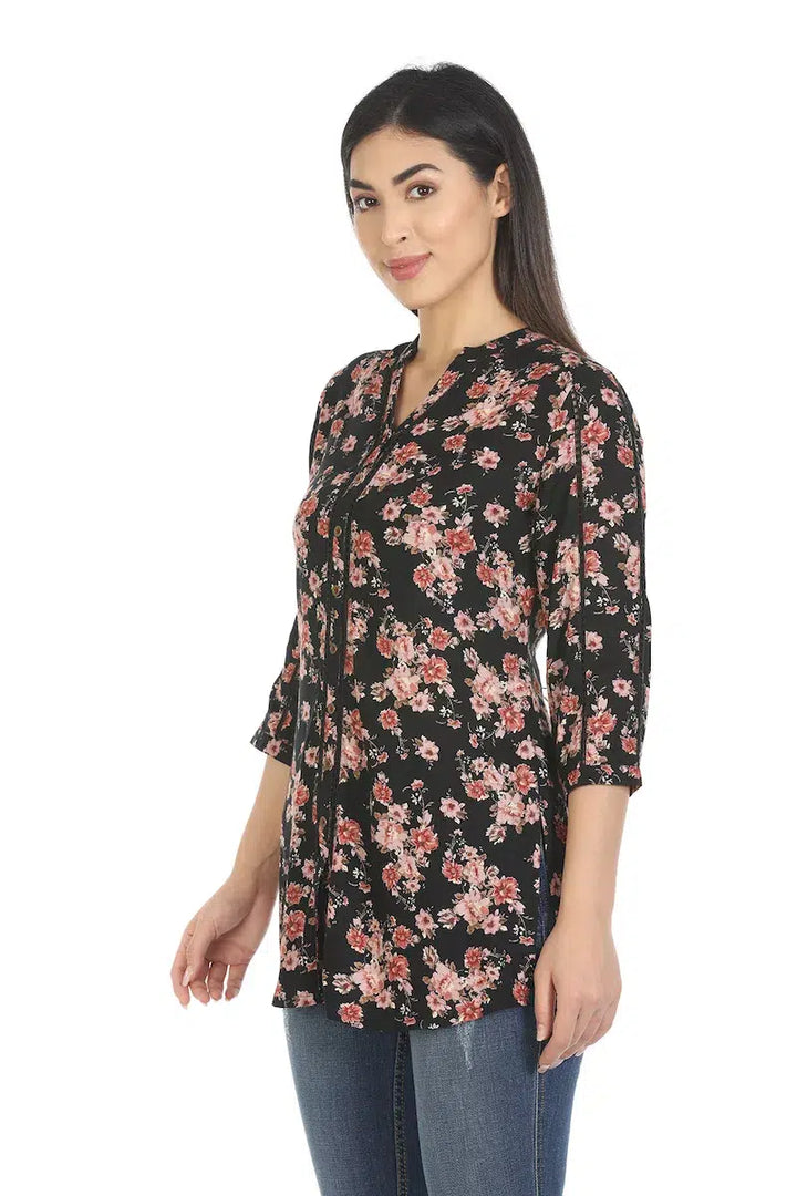 Black Printed Viscose Top