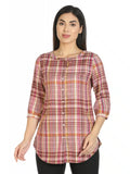 Pink Checkered Viscose Top