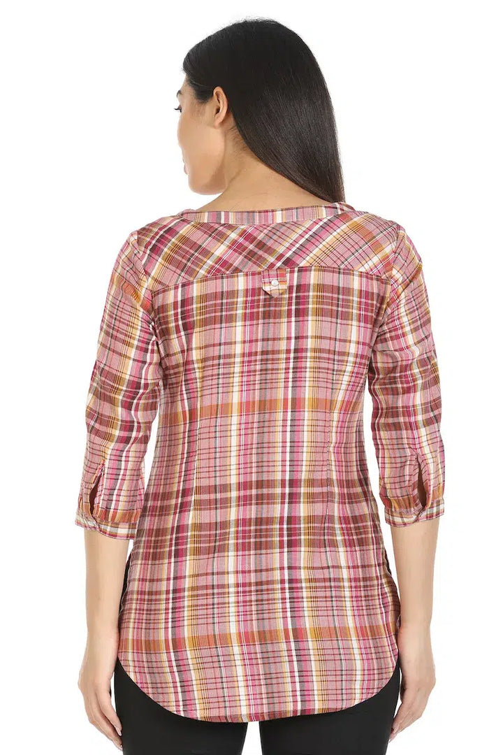Pink Checkered Viscose Top