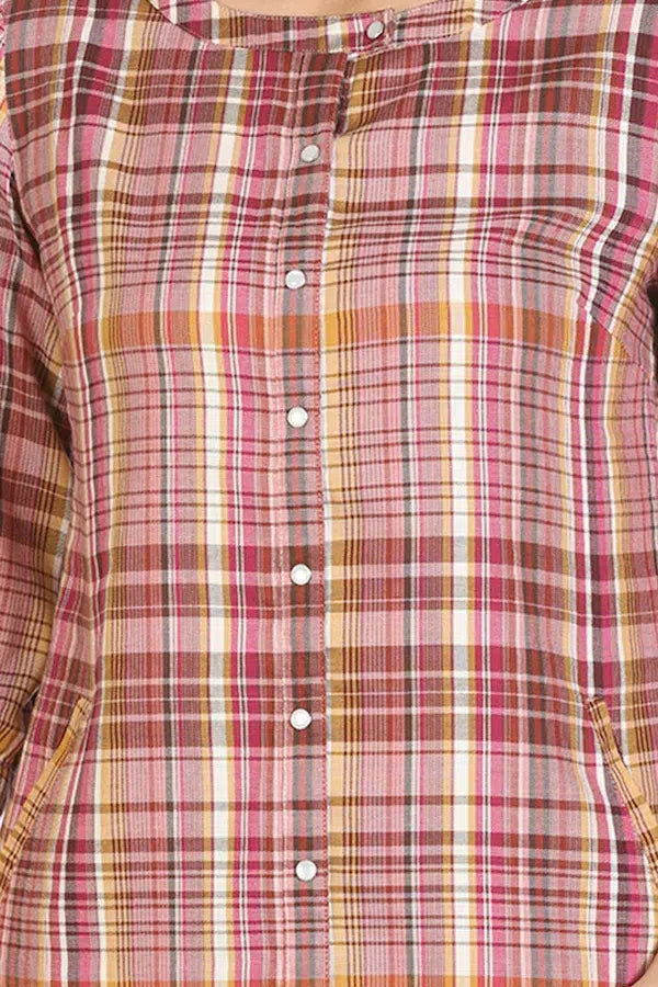 Pink Checkered Viscose Top