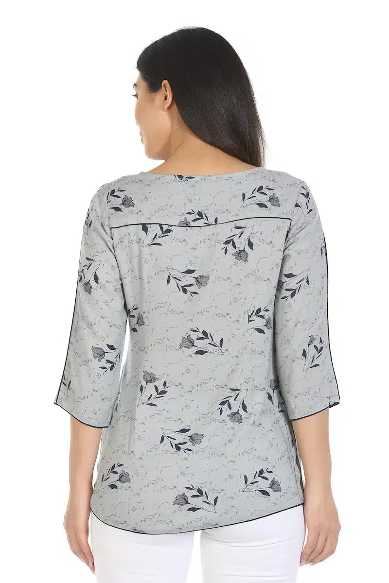 Grey Printed Viscose Top