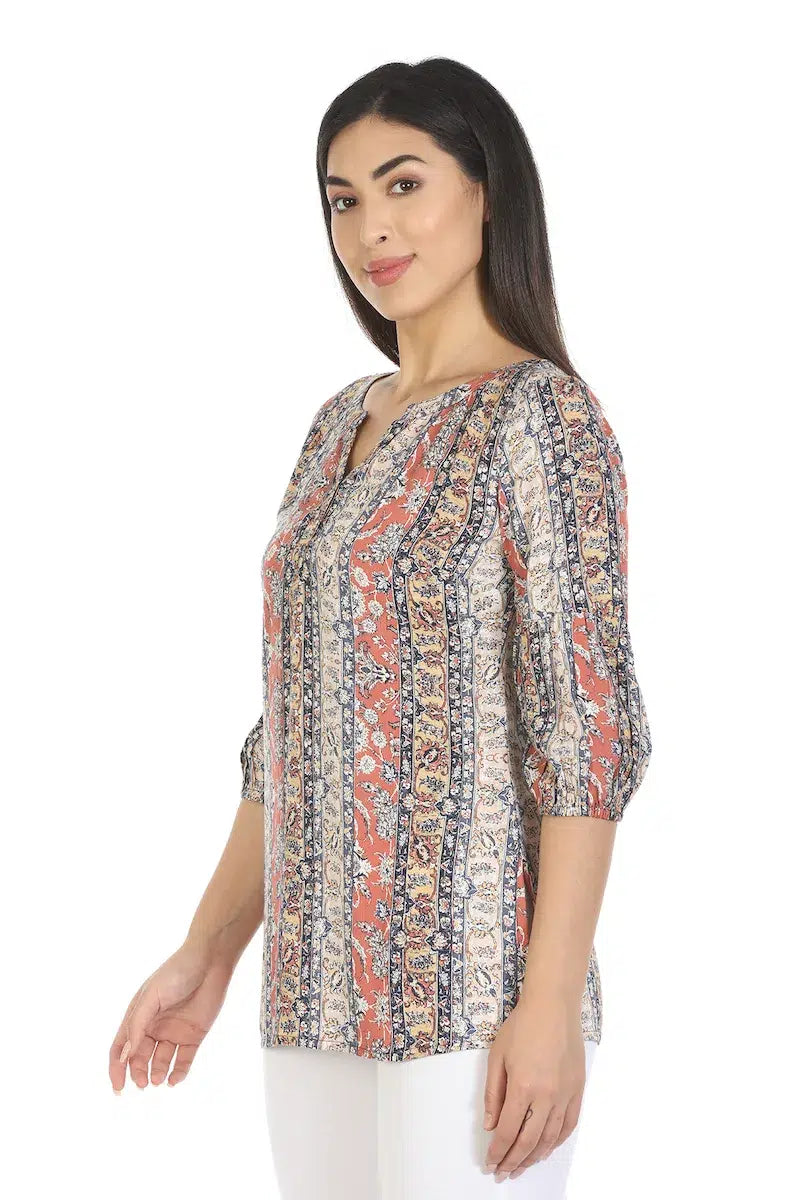 Beige Printed Viscose Top