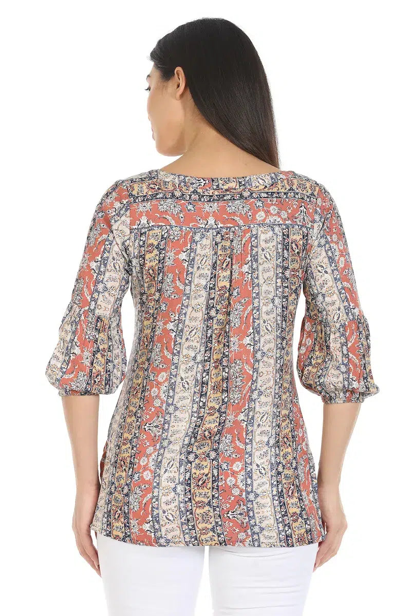 Beige Printed Viscose Top
