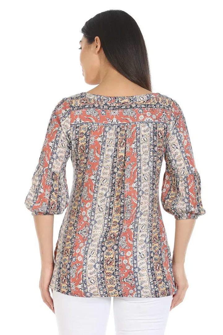Beige Printed Viscose Top