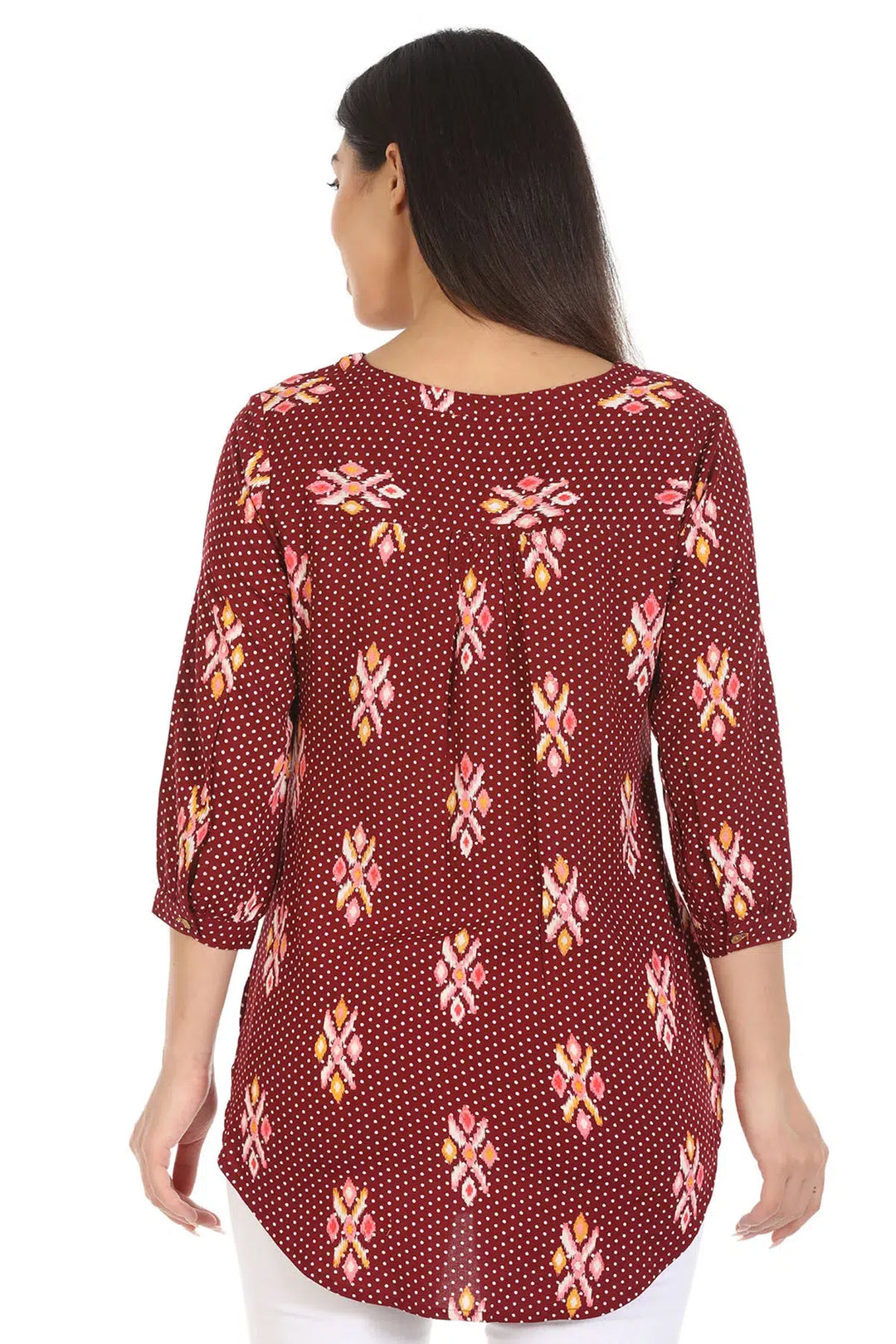 Maroon Viscose Ikkat Printed Shirt
