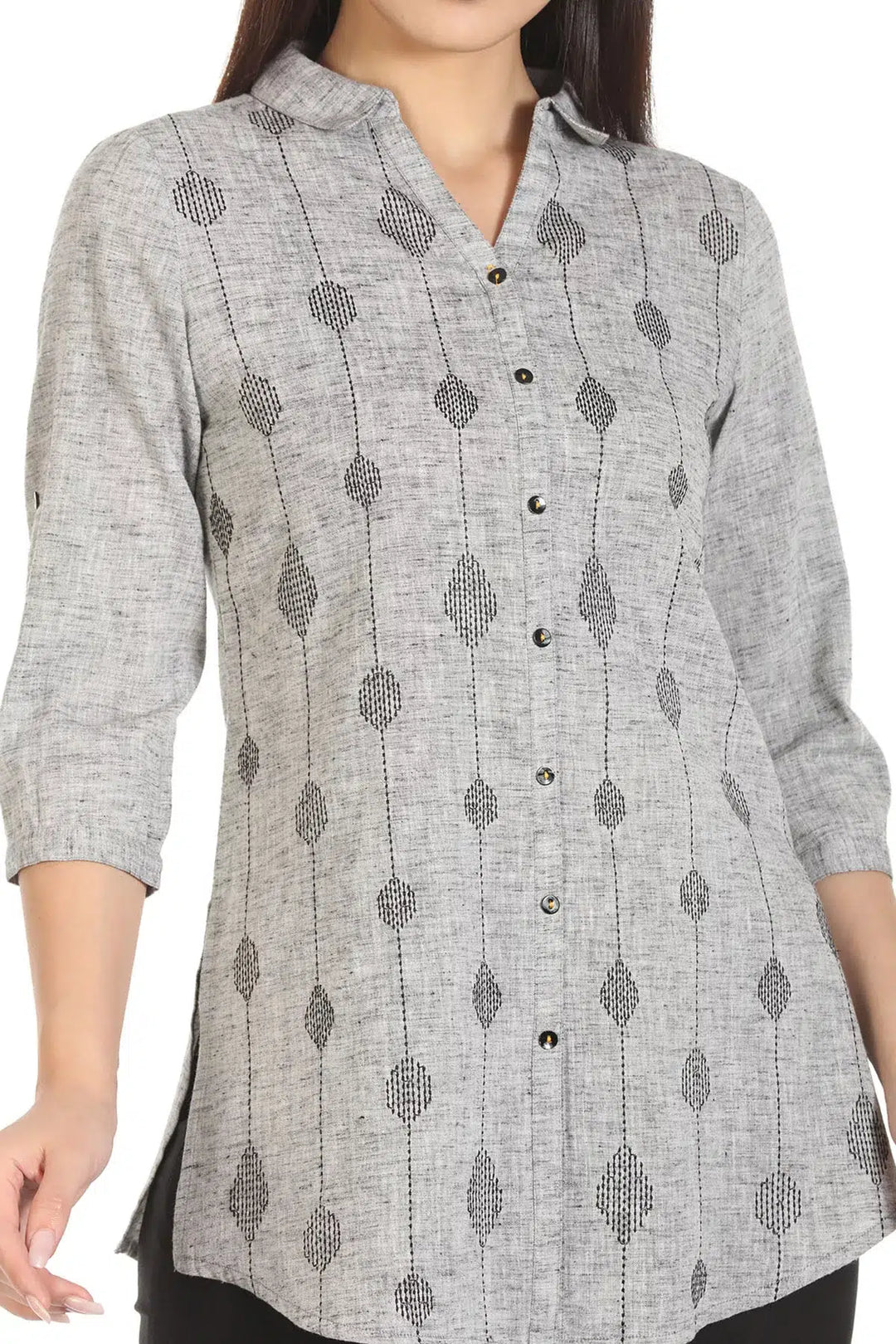 Grey Cotton Printed Shirt