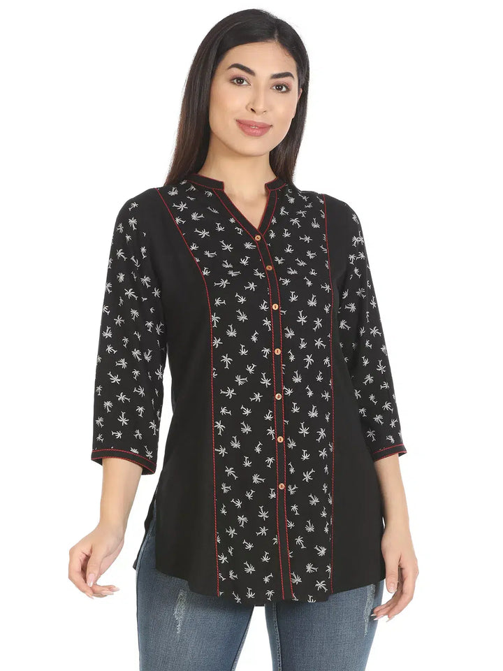 Black Printed Viscose Shirt