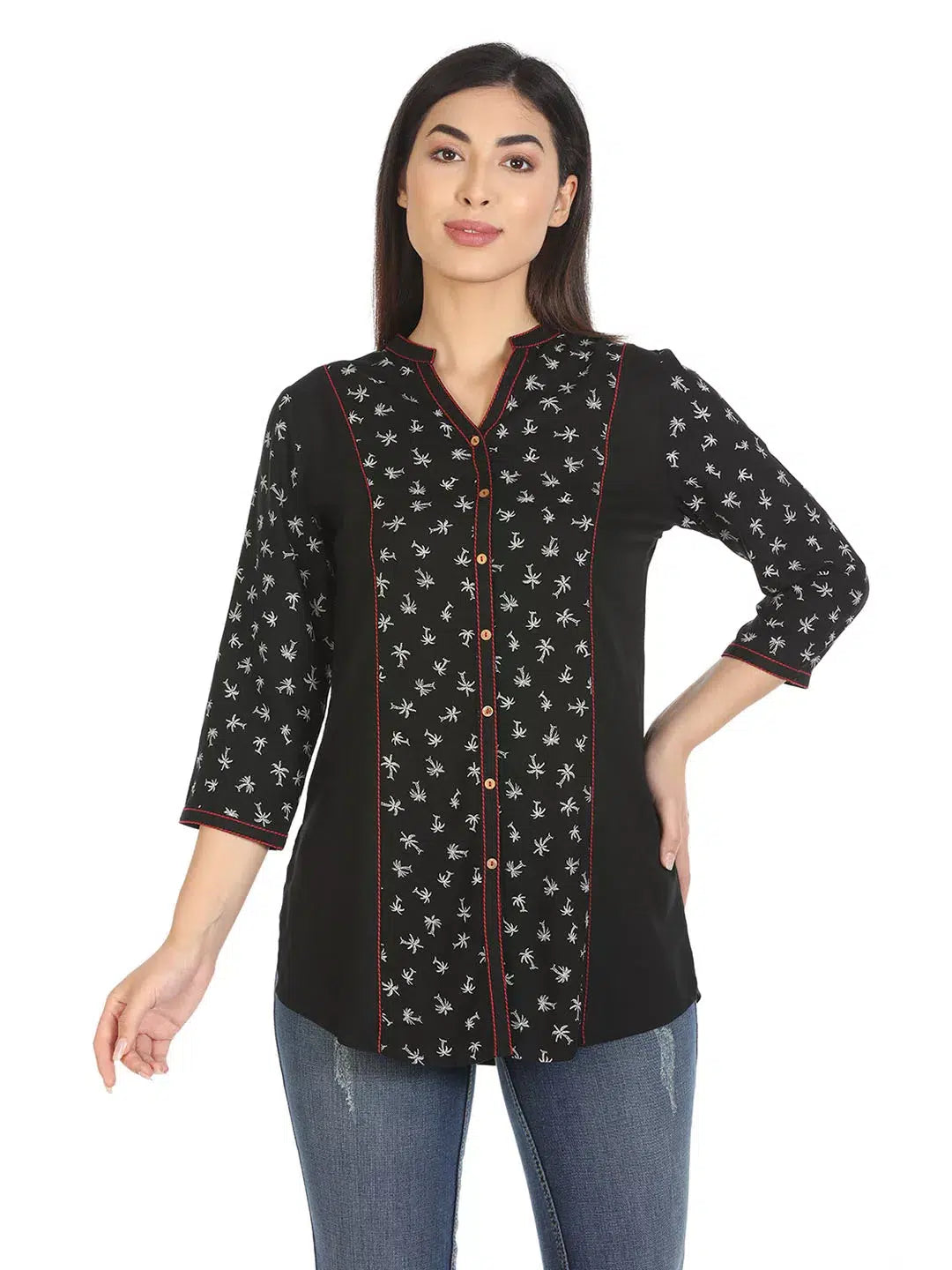 Black Printed Viscose Shirt