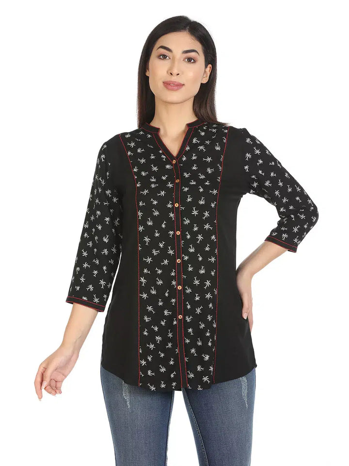 Black Printed Viscose Shirt