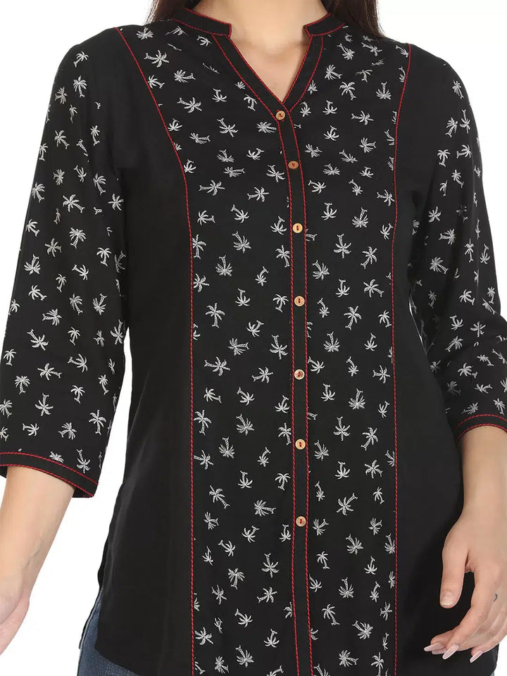 Black Printed Viscose Shirt