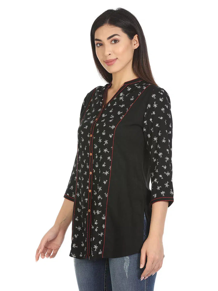 Black Printed Viscose Shirt