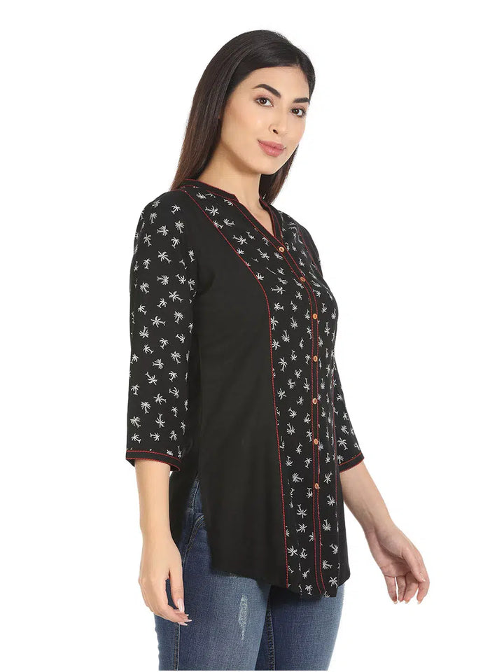 Black Printed Viscose Shirt