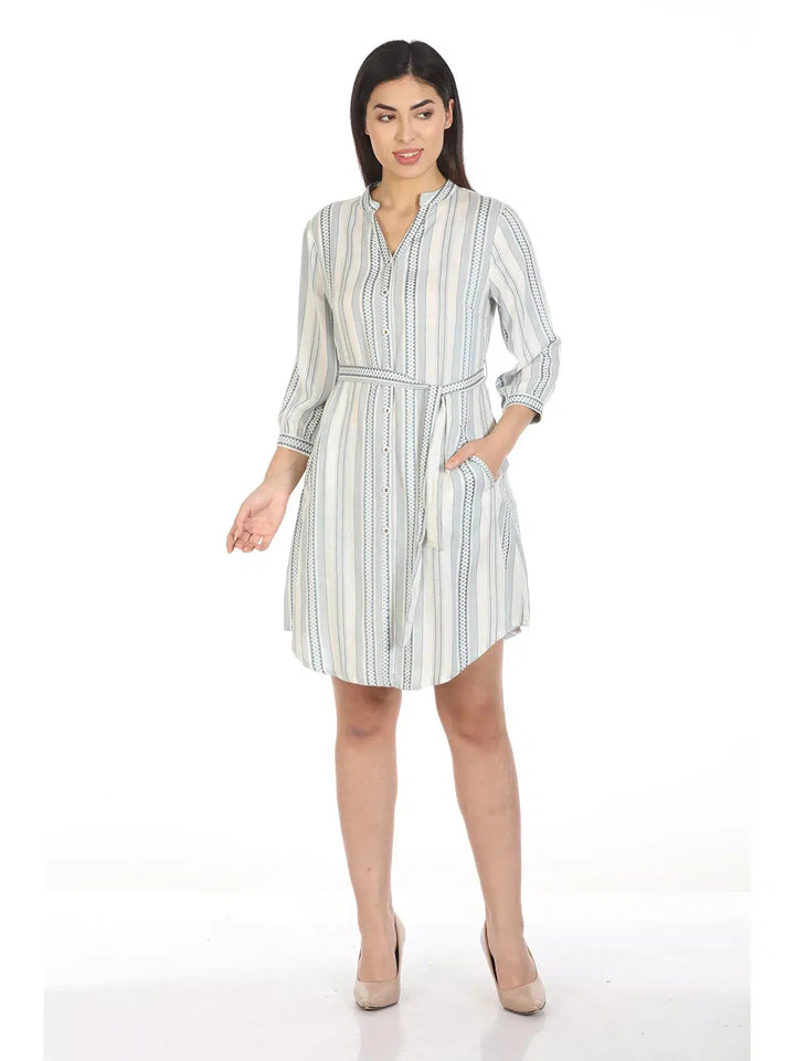Grey Striped Viscose Dress