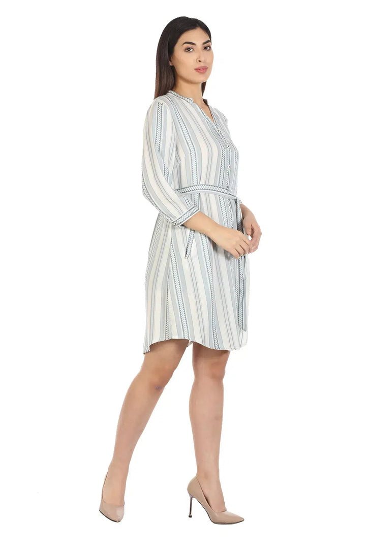 Grey Striped Viscose Dress