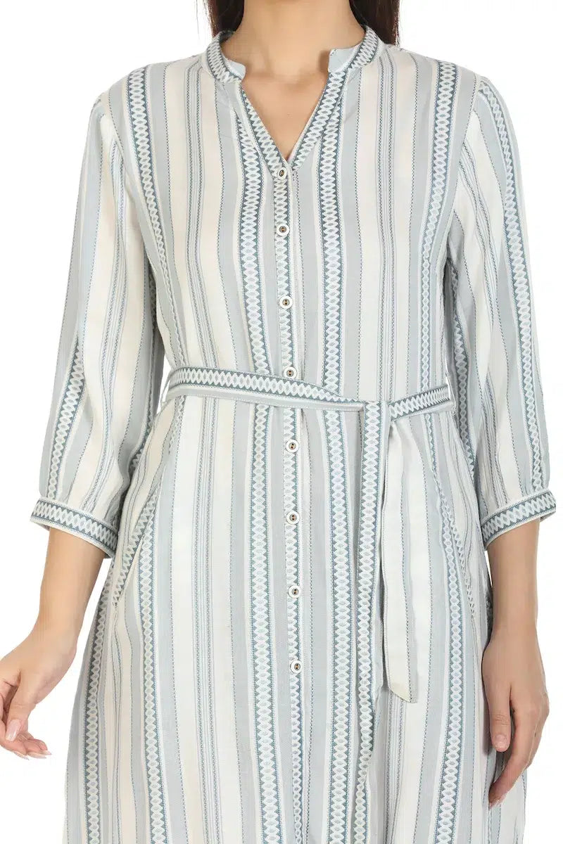 Grey Striped Viscose Dress