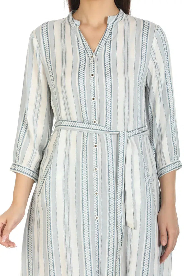 Grey Striped Viscose Dress