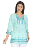 Blue Viscose Printed Top