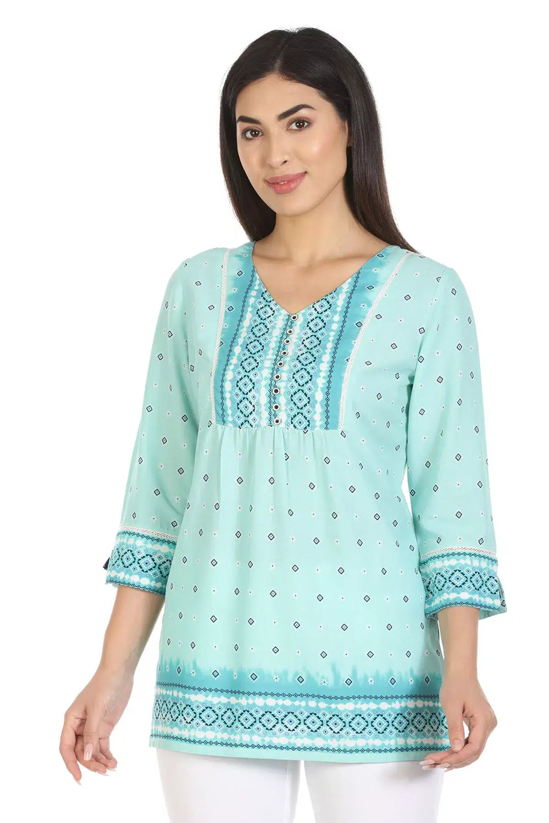 Blue Viscose Printed Top