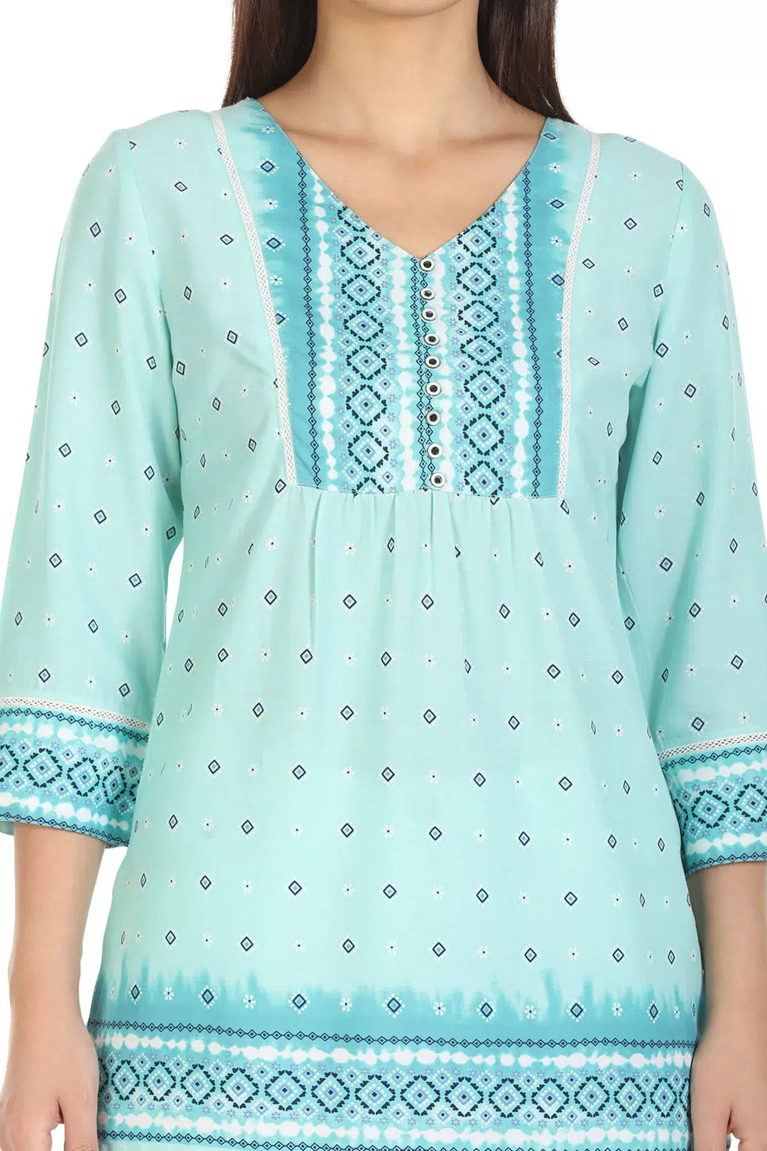 Blue Viscose Printed Top