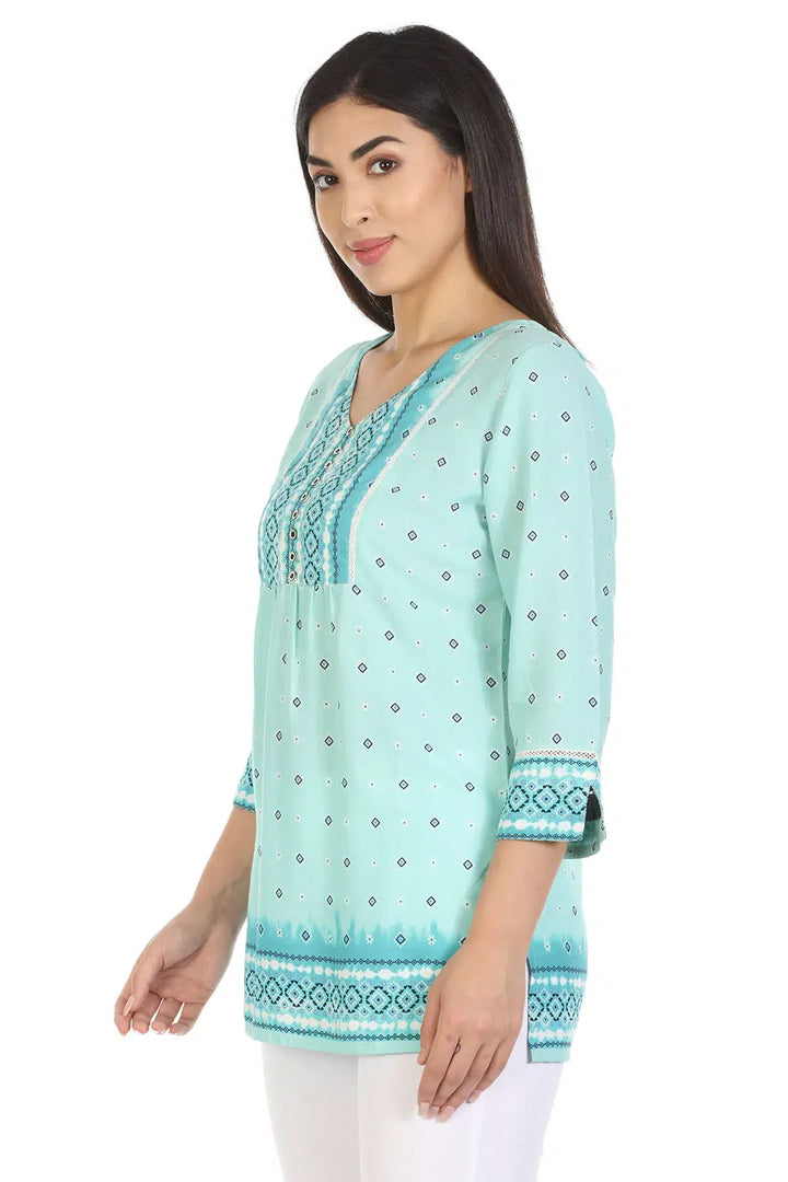 Blue Viscose Printed Top