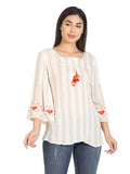 Beige Embroidered Top