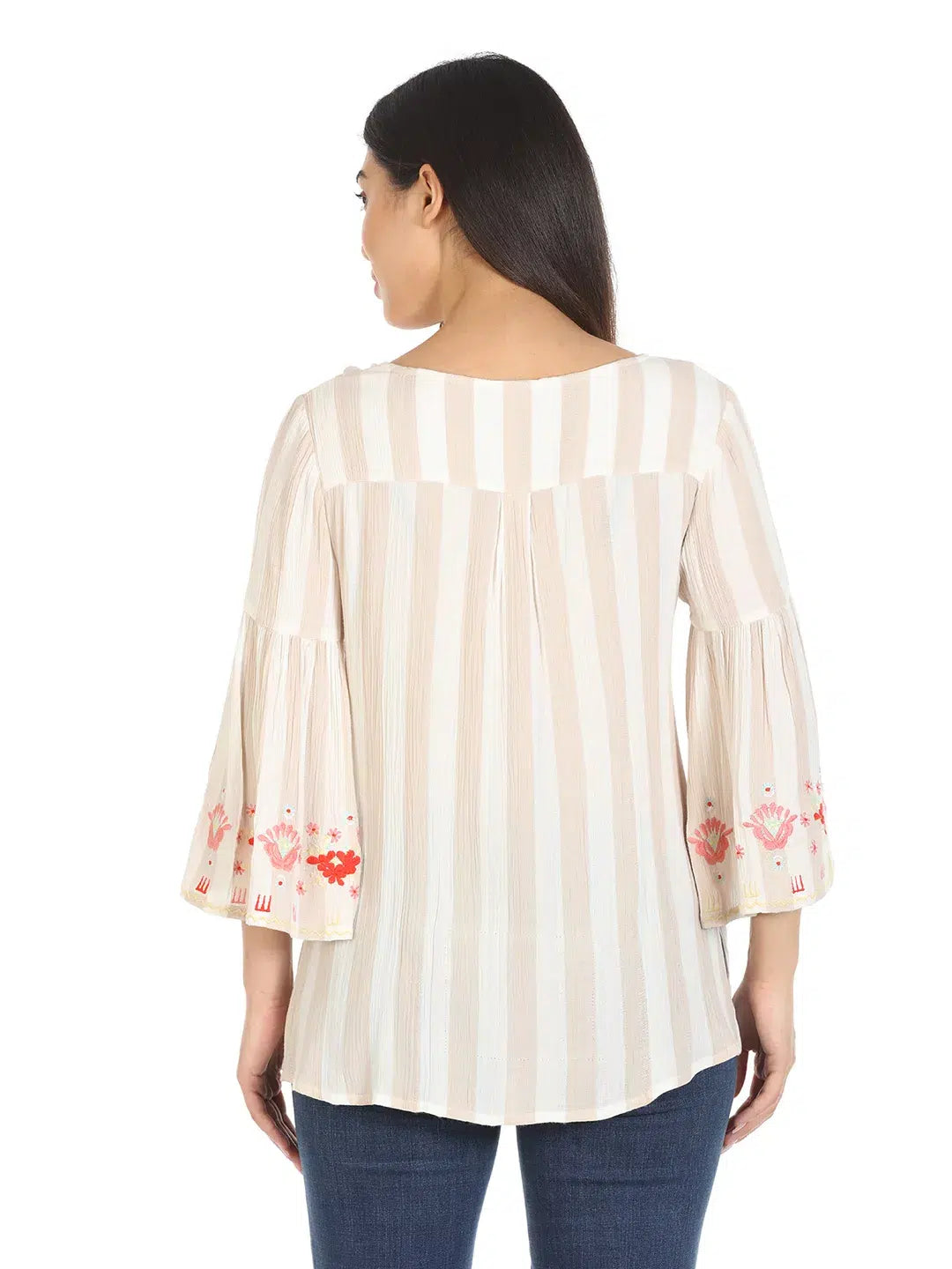 Beige Embroidered Top