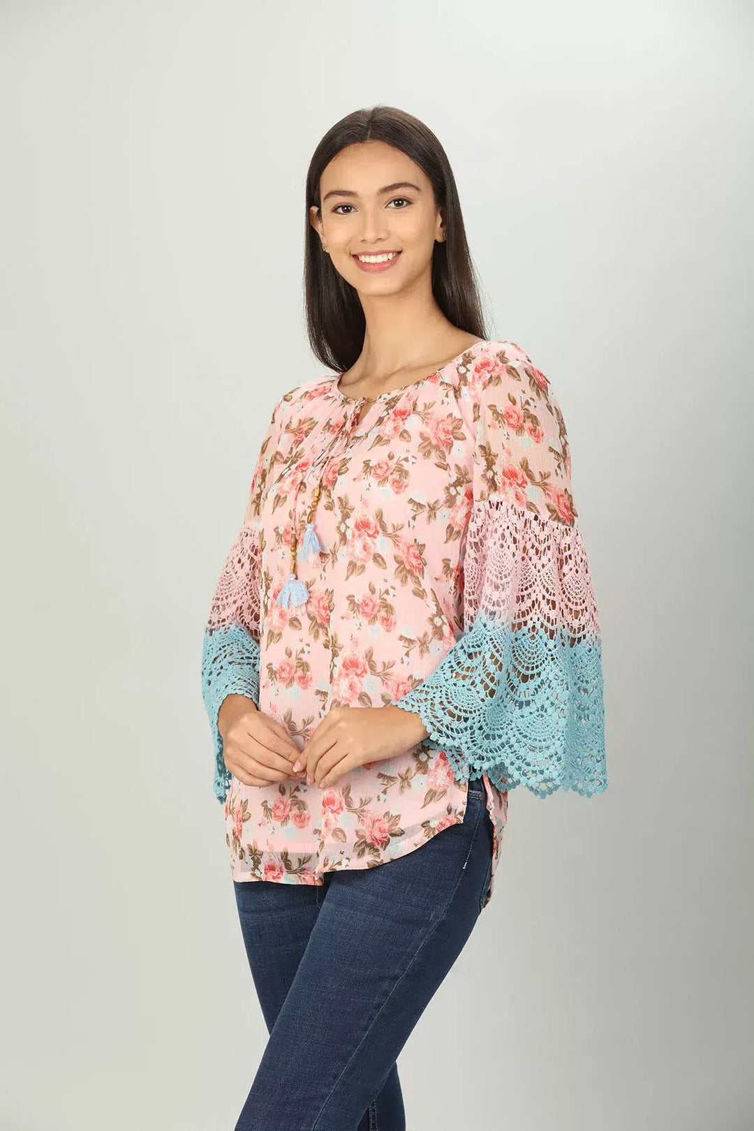Floral Chiffon String Tie Top