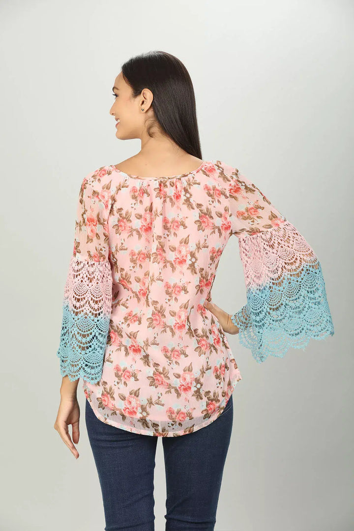 Floral Chiffon String Tie Top