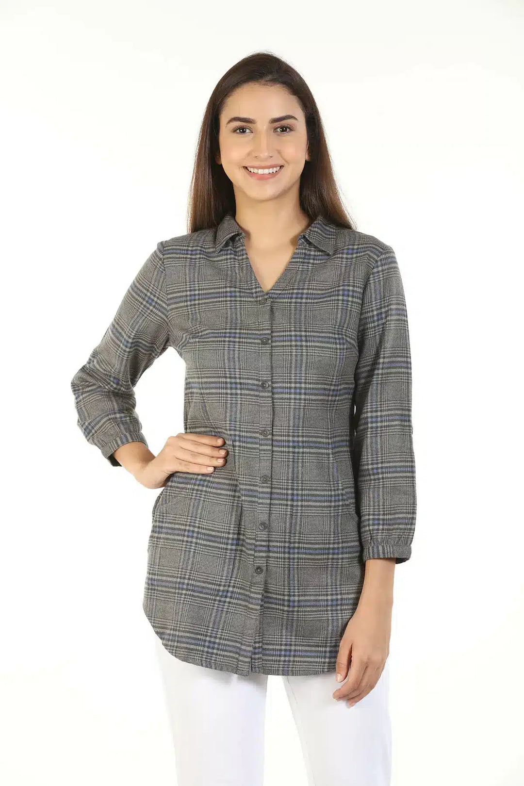 Grey Check Collared Shirt