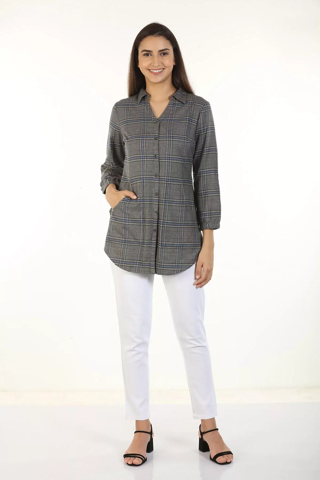 Grey Check Collared Shirt