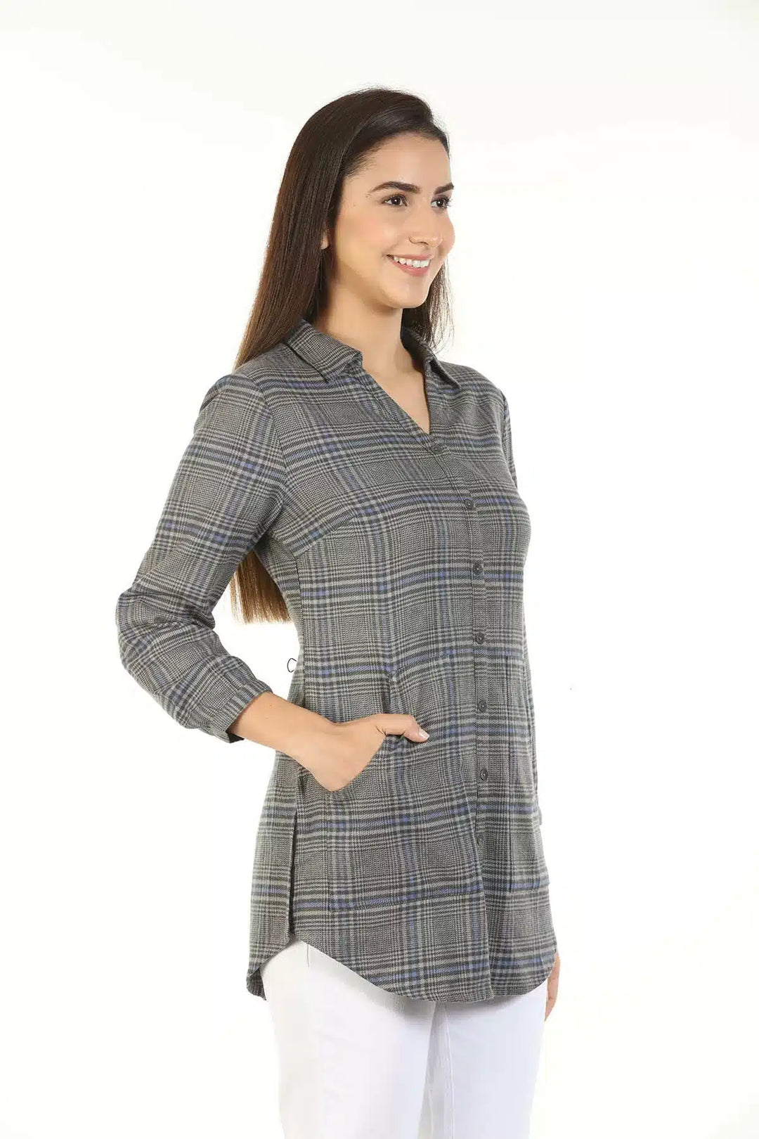 Grey Check Collared Shirt